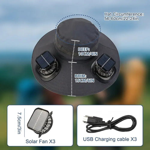 2026 New Three Solar Fan Outdoor Cooling Fan Hat